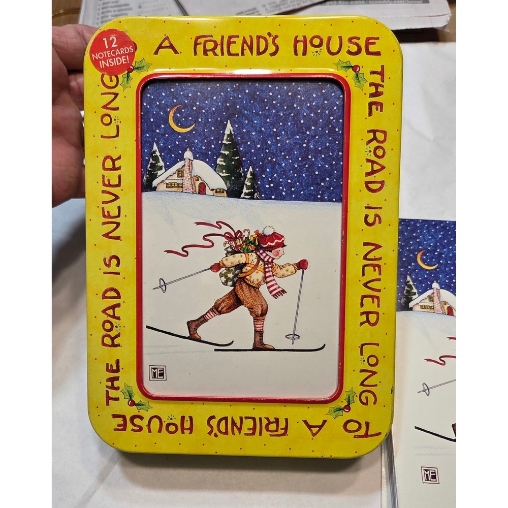 Mary Engelbreit "To A Friends House" Collectible Memory Box 12 Cards Christmas